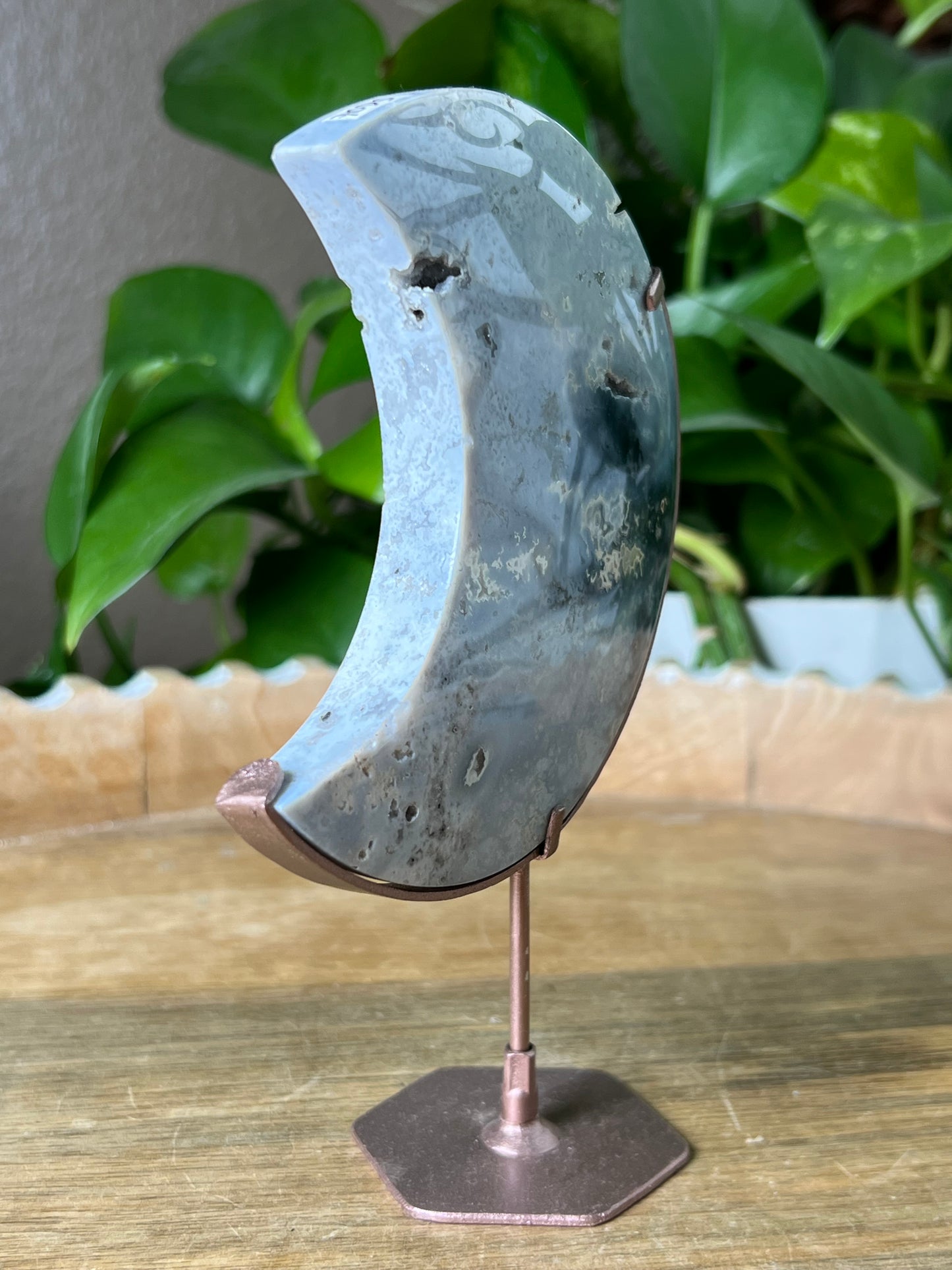 Blue Plume Agate Moon