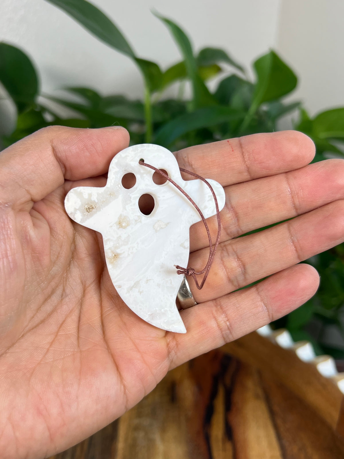 White Plume Agate Ghost Ornaments