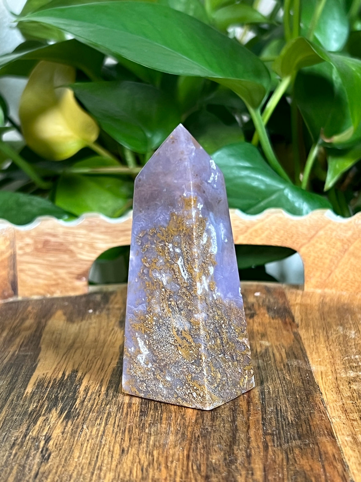 Purple Chalcedony In Gold Towers