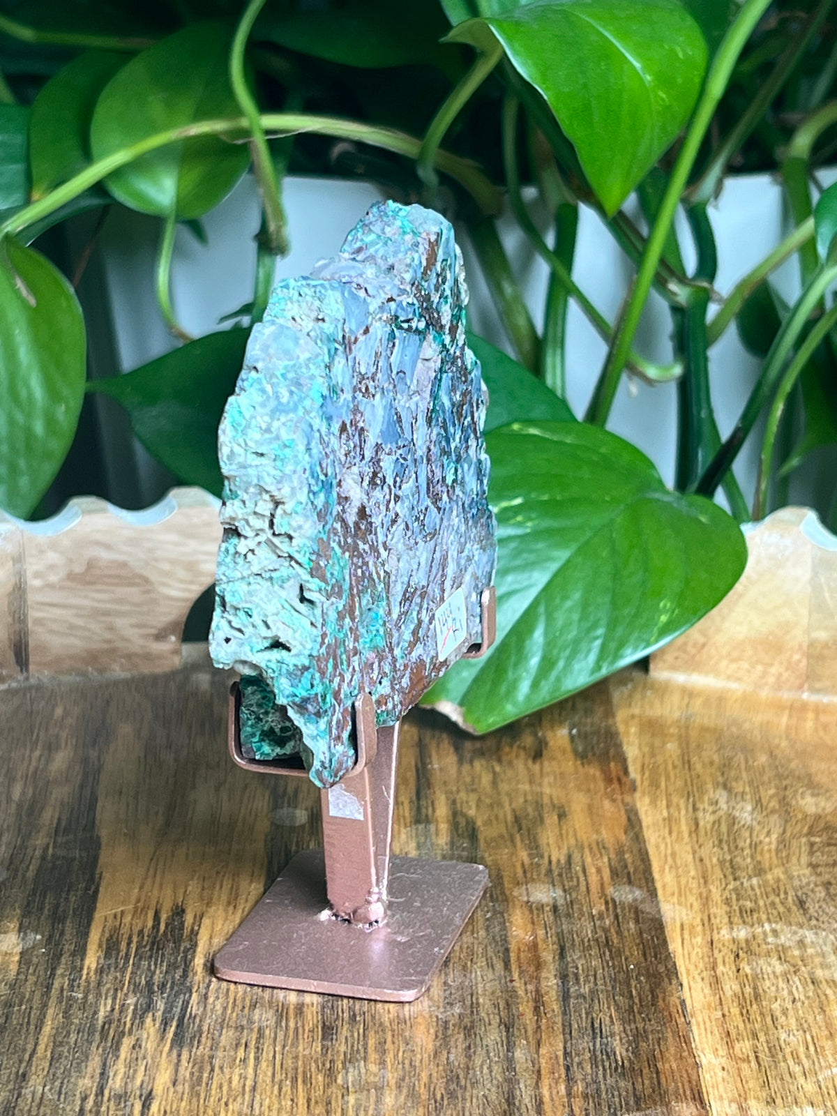 Copper In Malachite Chrysocolla and Chalcedony Slab: Ari