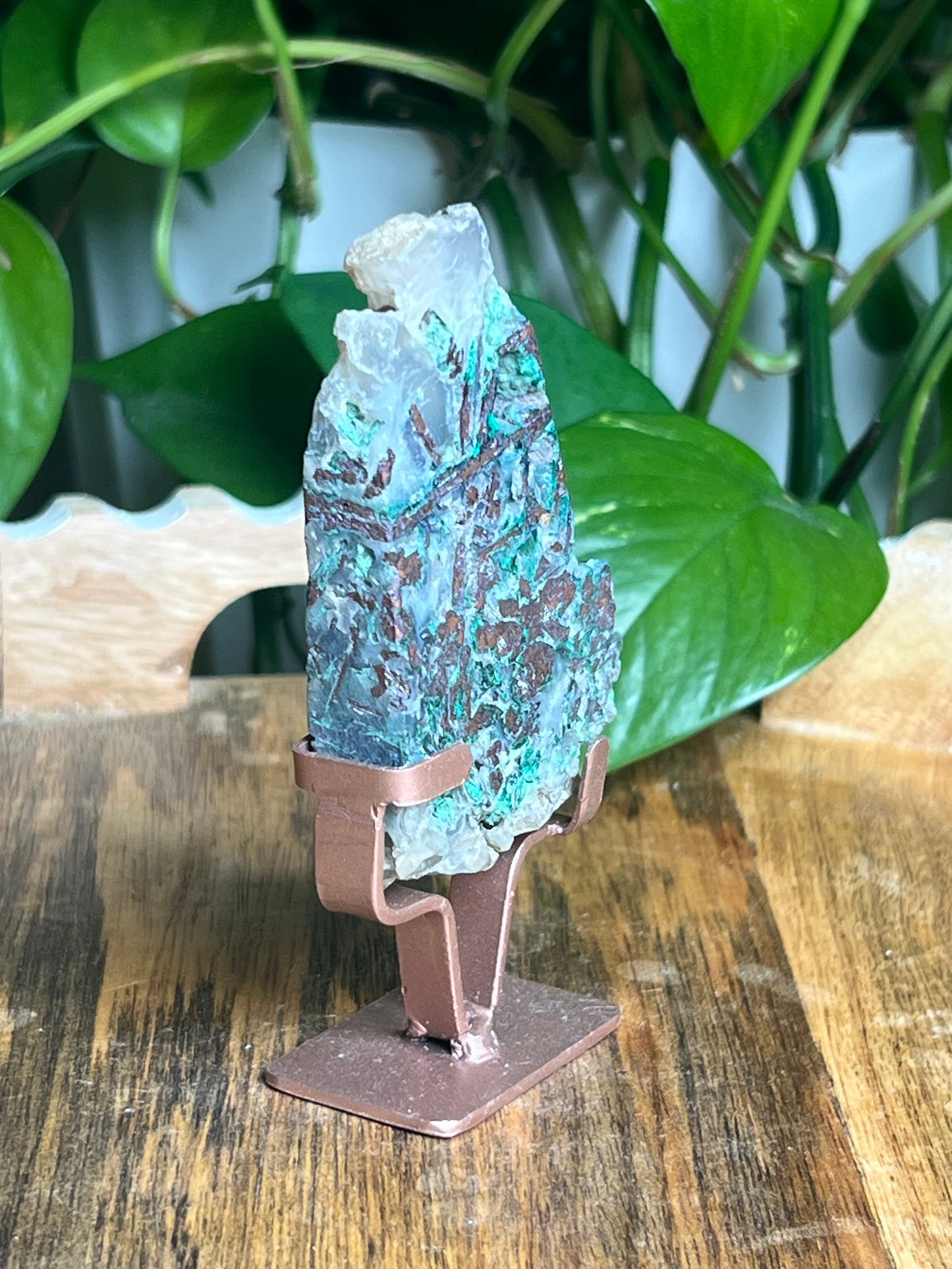 Copper In Malachite Chrysocolla and Chalcedony Slab: R