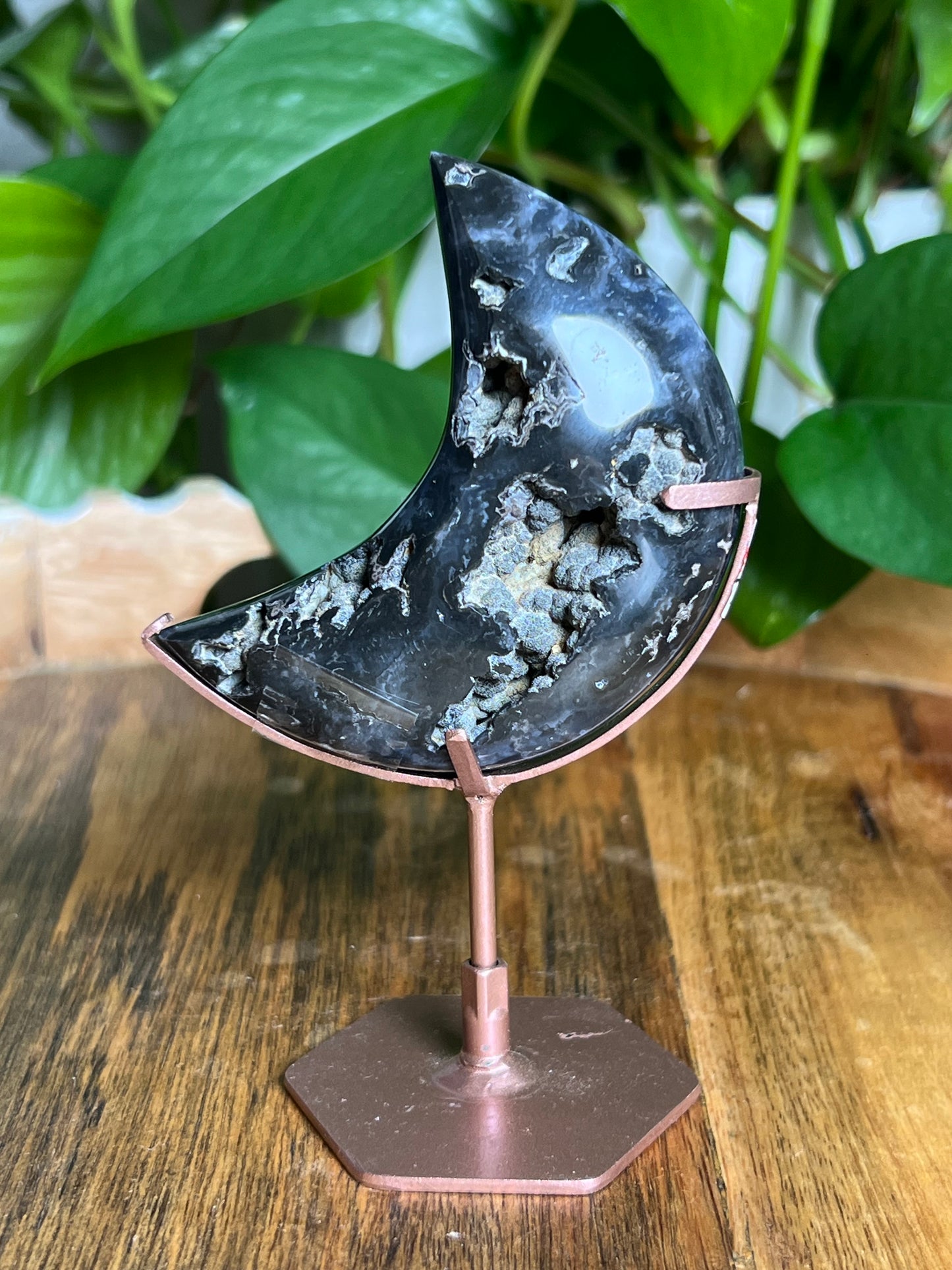 Blue Plume Agate Moon VK