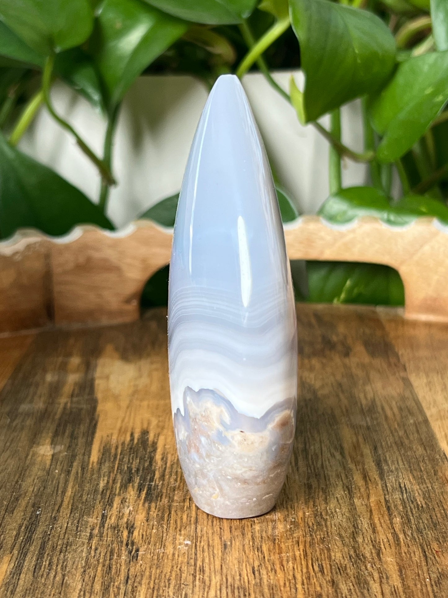 Blue Grey Lace Agate Flame
