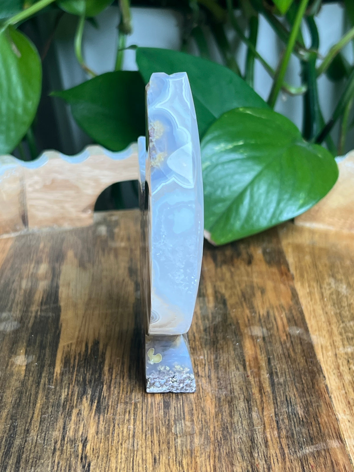 Scenic Moss Agate Self-Standing Moon: ND