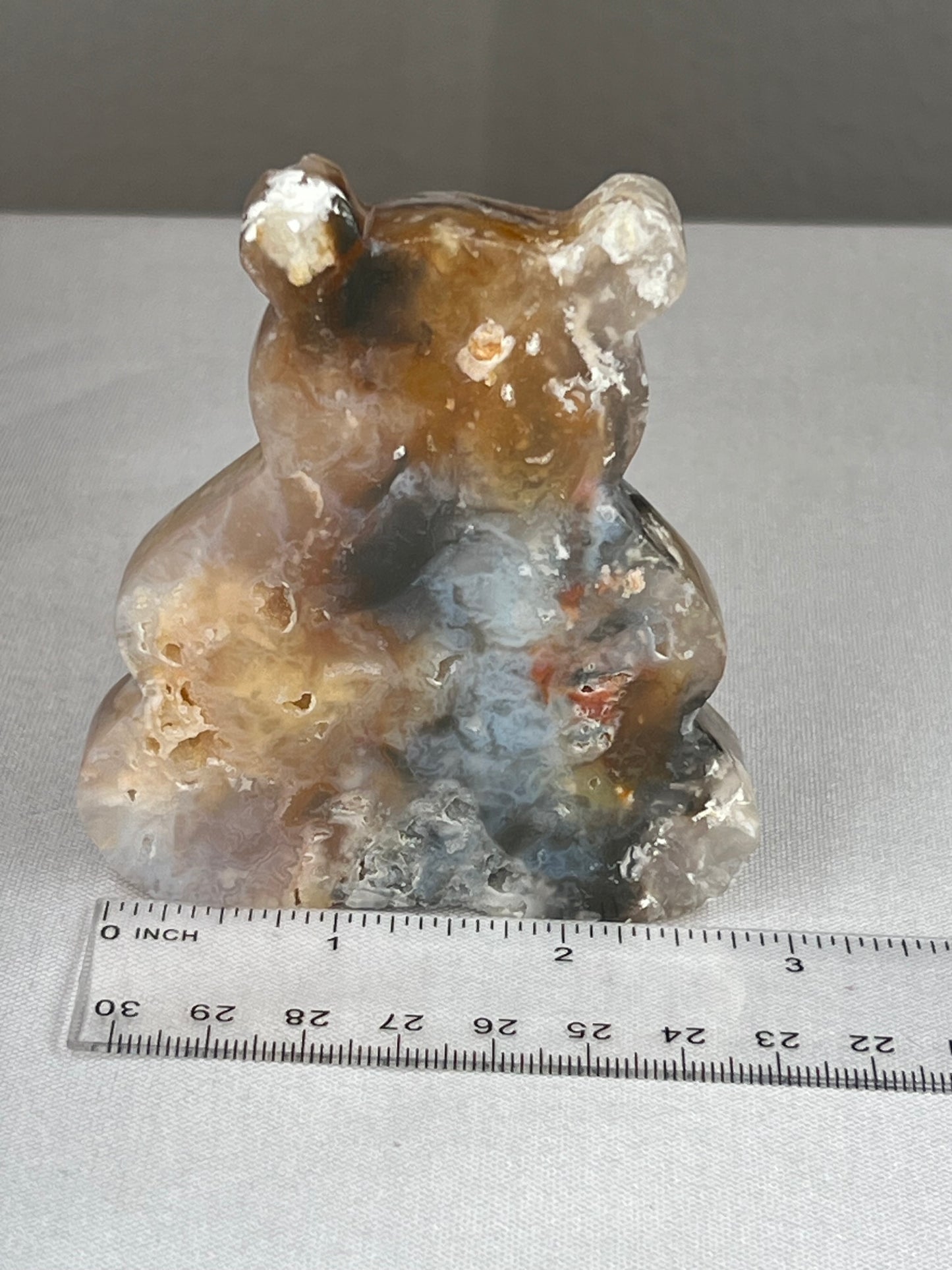 Rainbow Plume Agate Bear