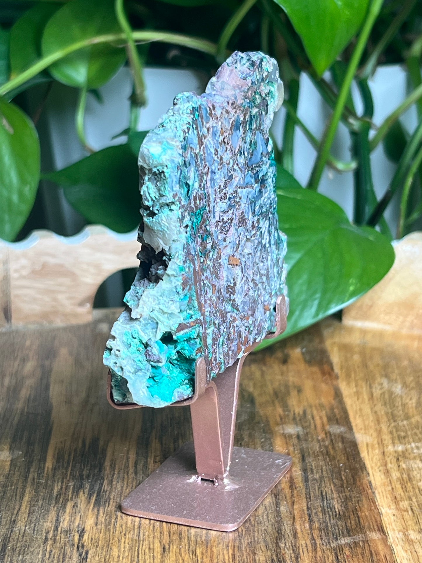 Copper In Malachite Chrysocolla and Chalcedony Slab: Q