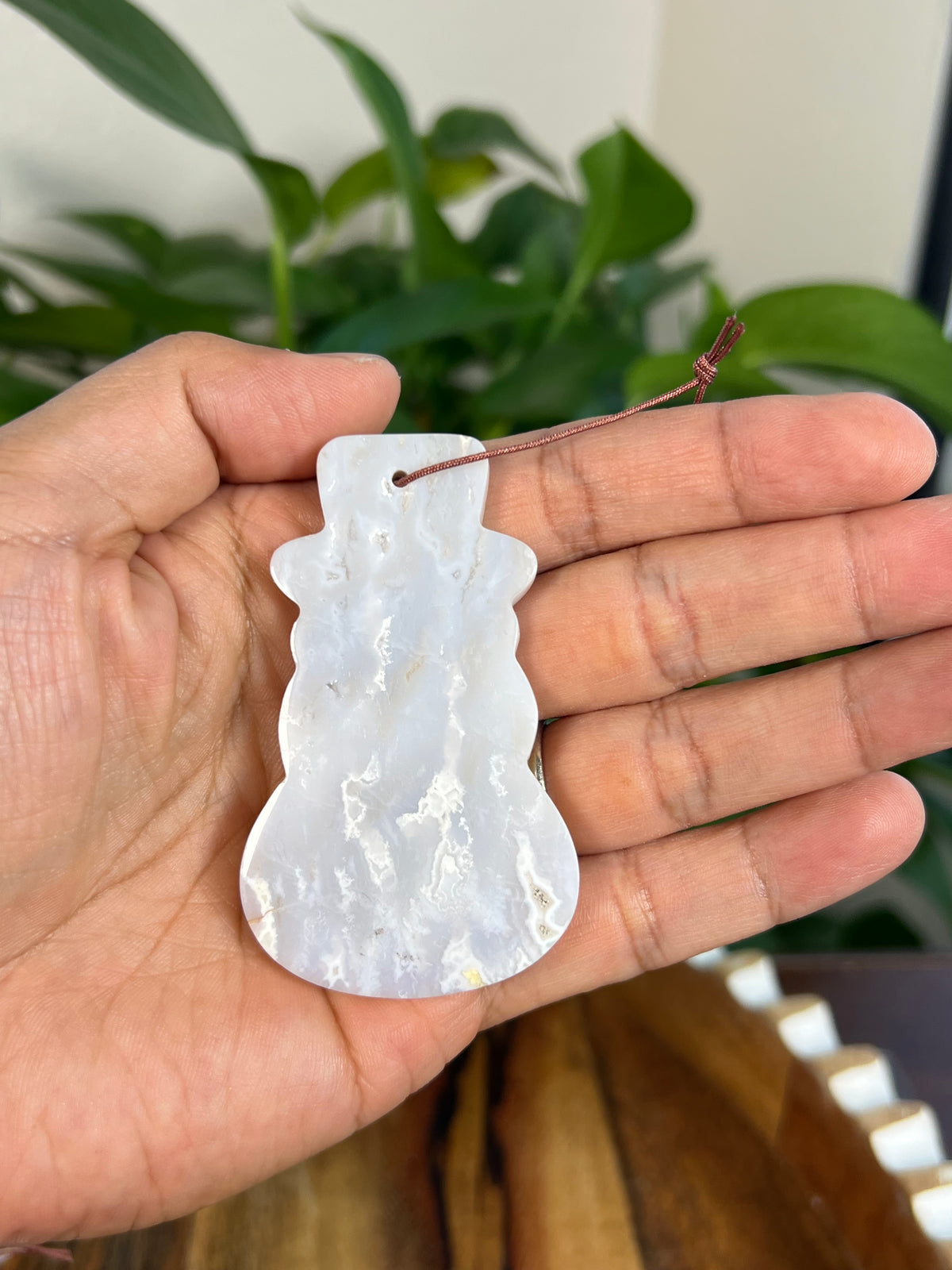 Winter Plume Agate Snowman Ornaments