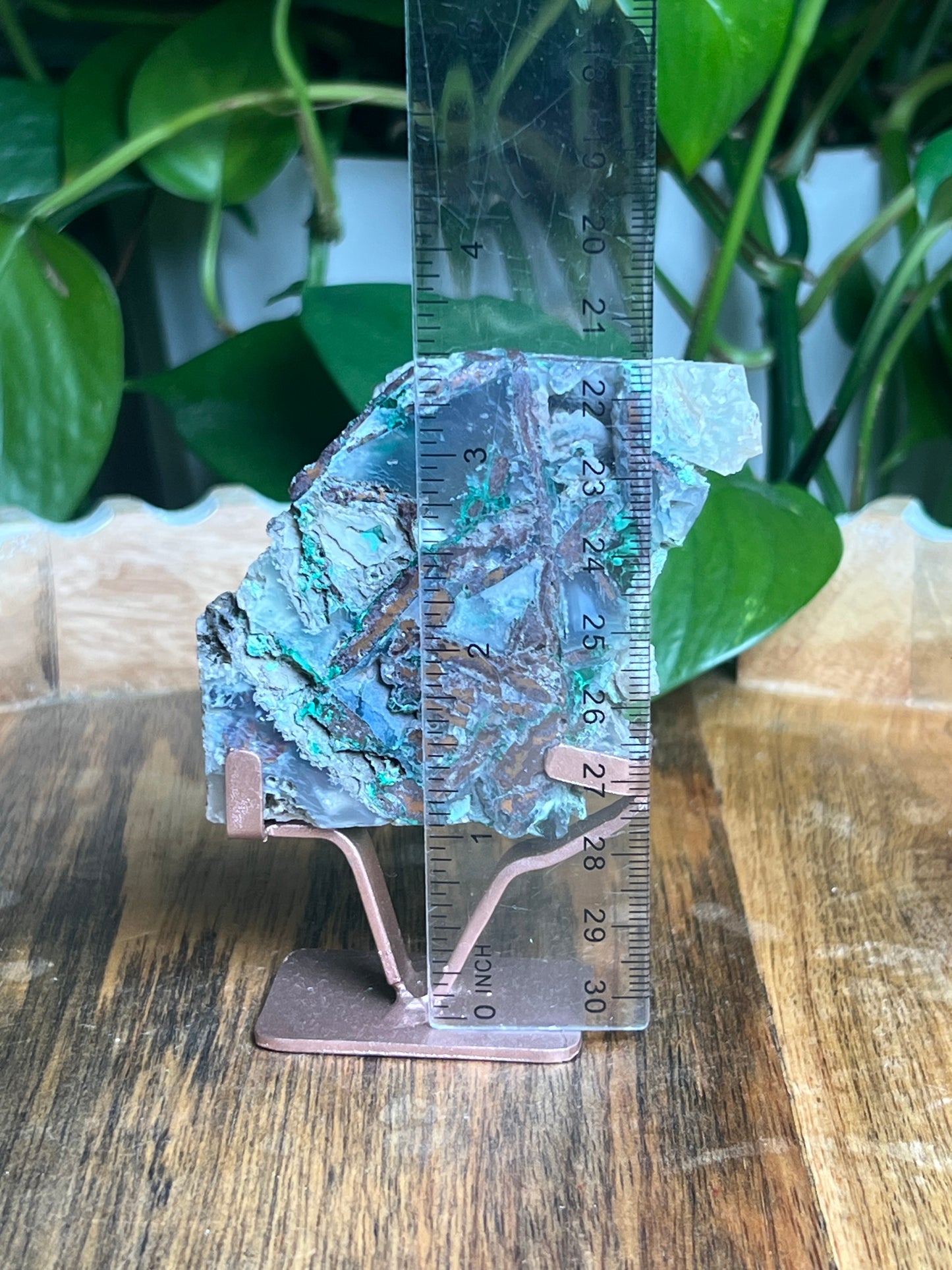 Copper In Malachite Chrysocolla and Chalcedony Slab: Ni