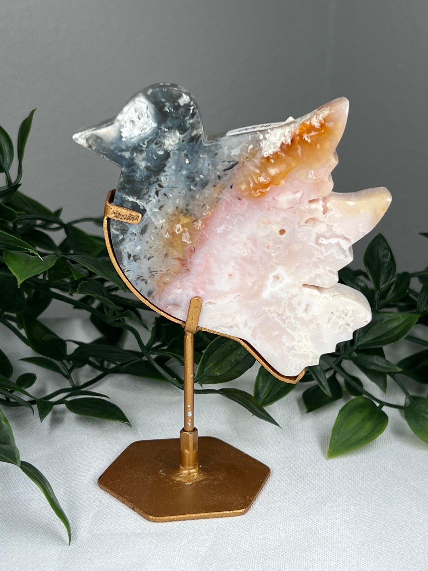 Rainbow Plume Agate Bird