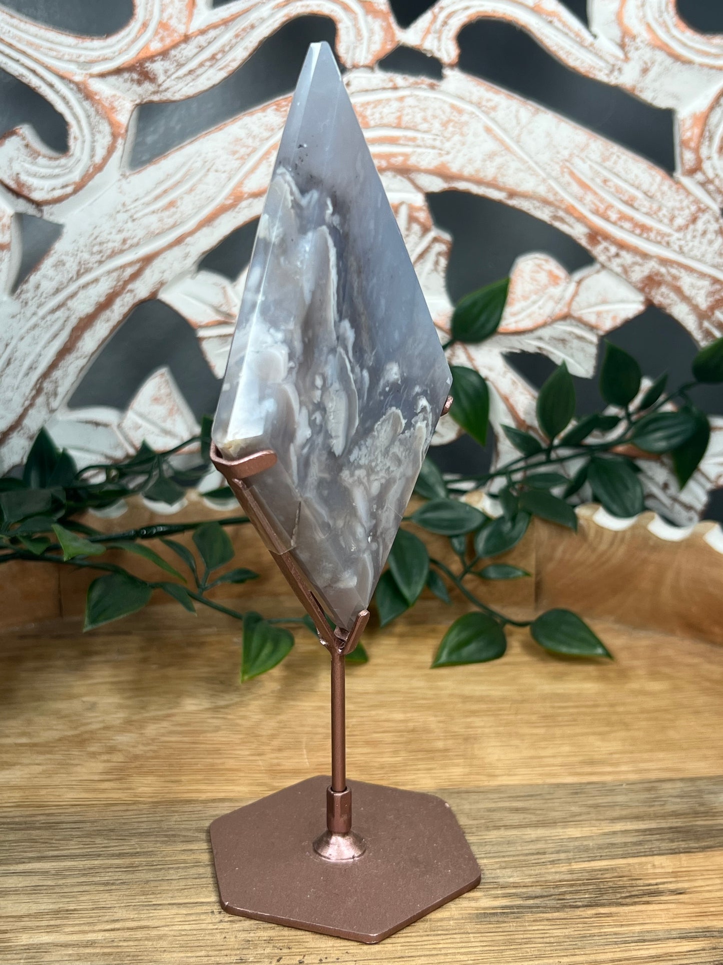 Blue Grey Lace Agate Diamond