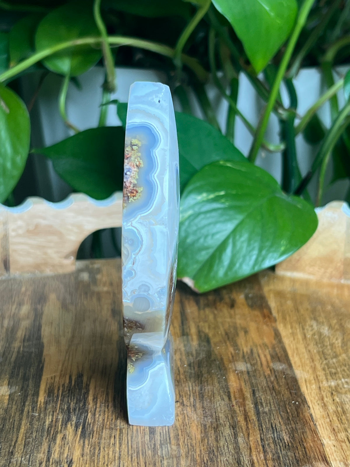 Scenic Moss Agate Self-Standing Moon: PG