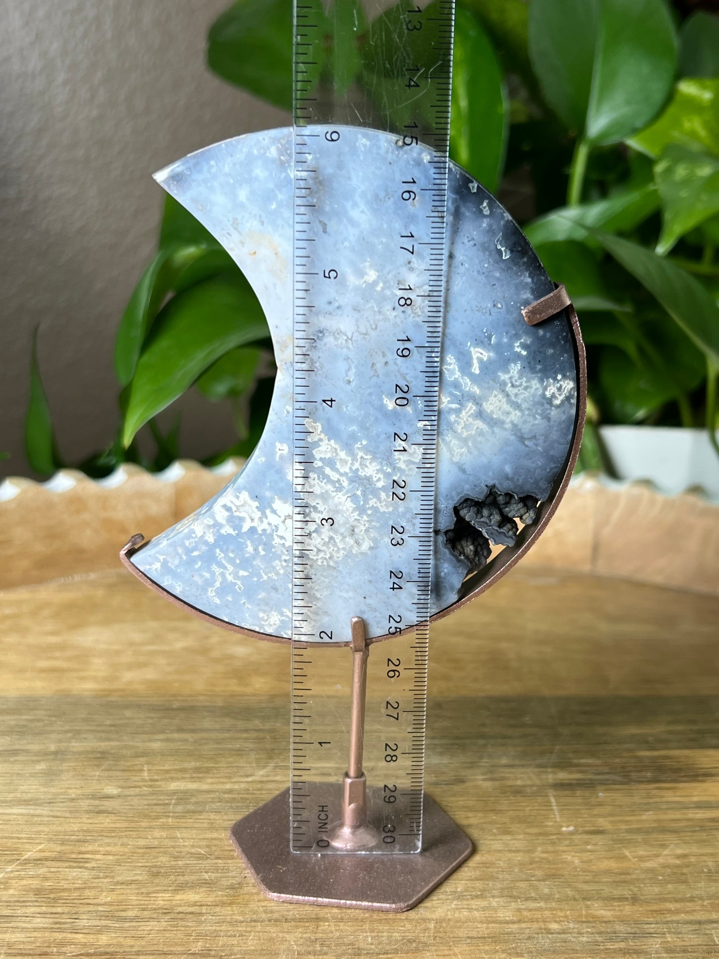 Blue Plume Agate Moon