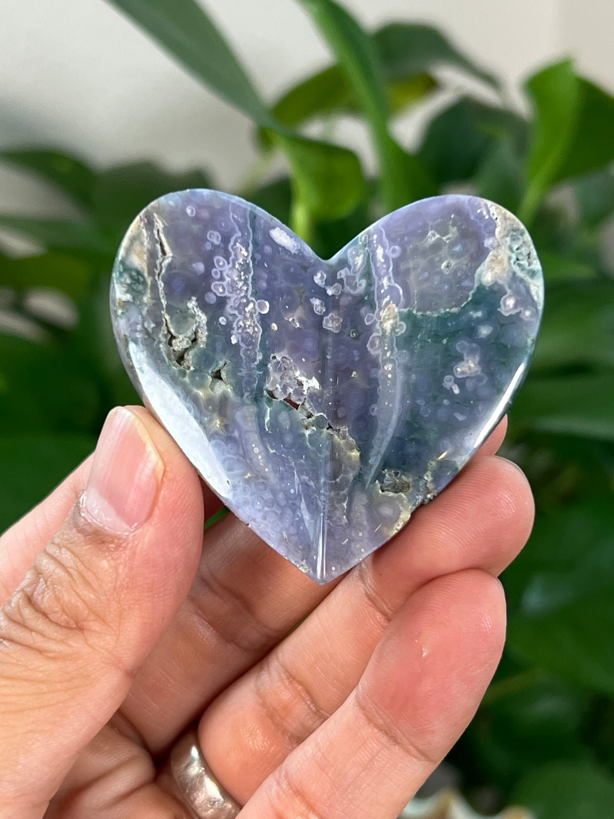 Grape Agate 3D Heart Butterflies