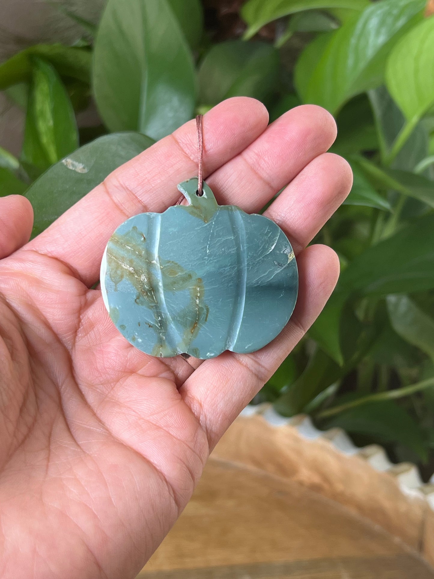 Blue Green Jasper Pumpin Ornament