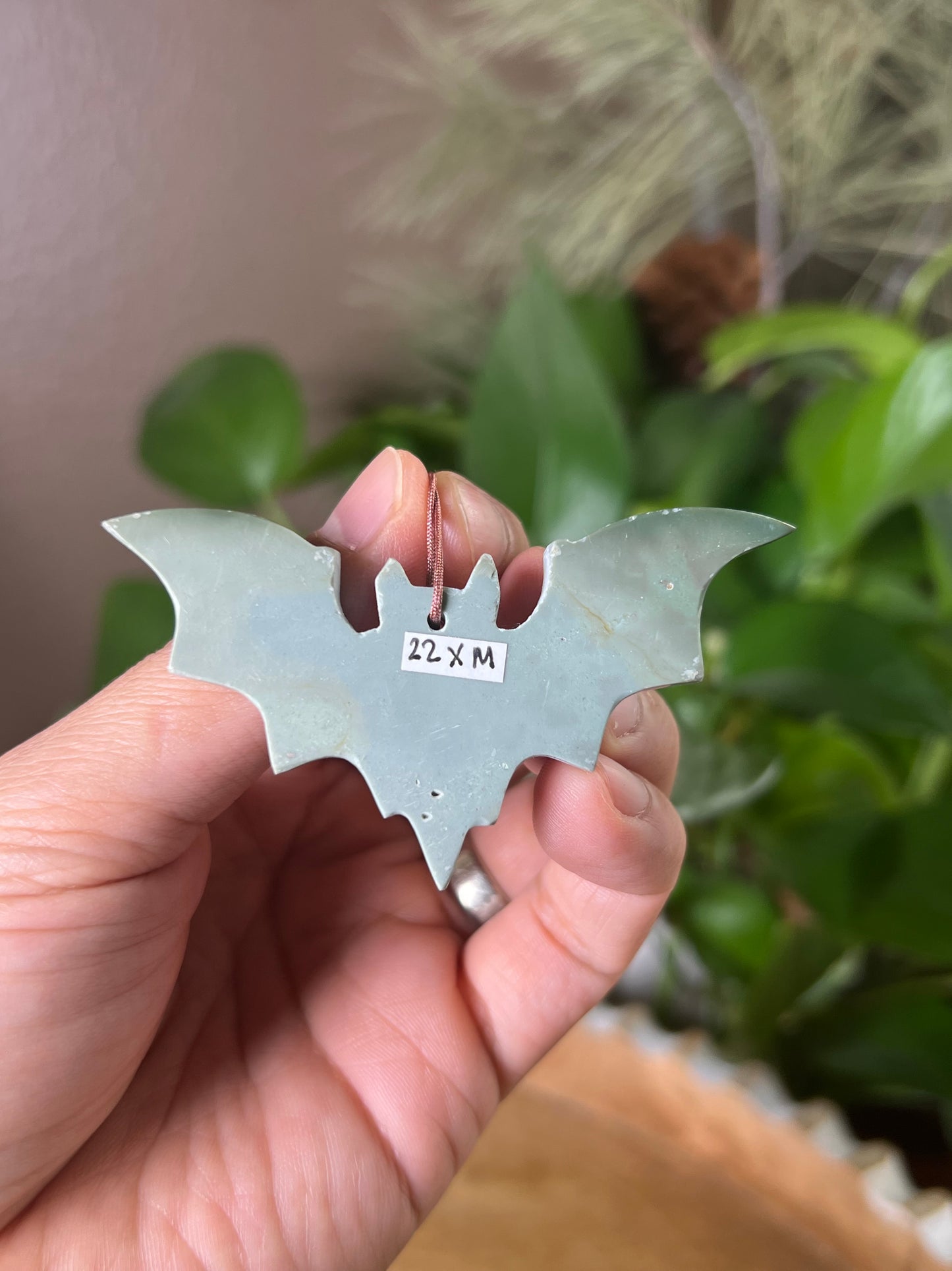 Blue Green Jasper Bat Ornament