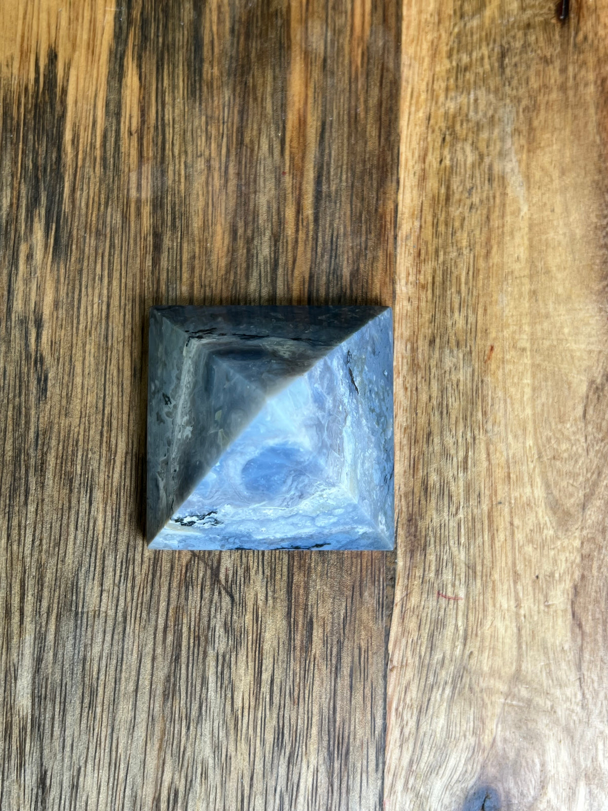 Blue Plume Agate Pyramid: PB