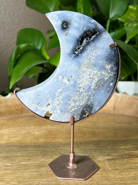 Blue Plume Agate Moon