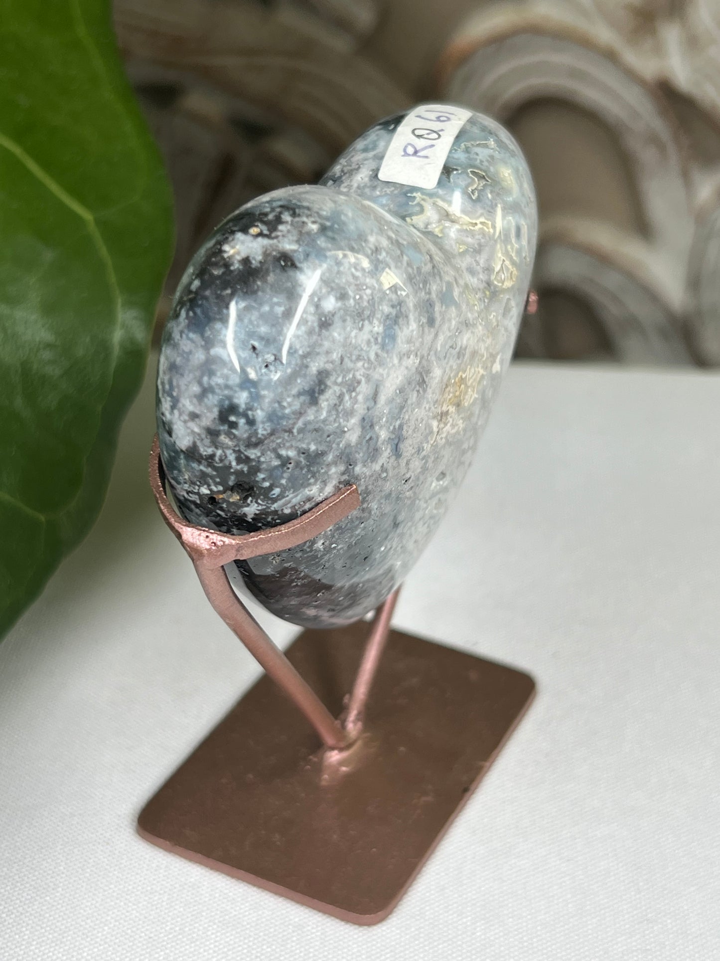 Blue Plume Agate Heart