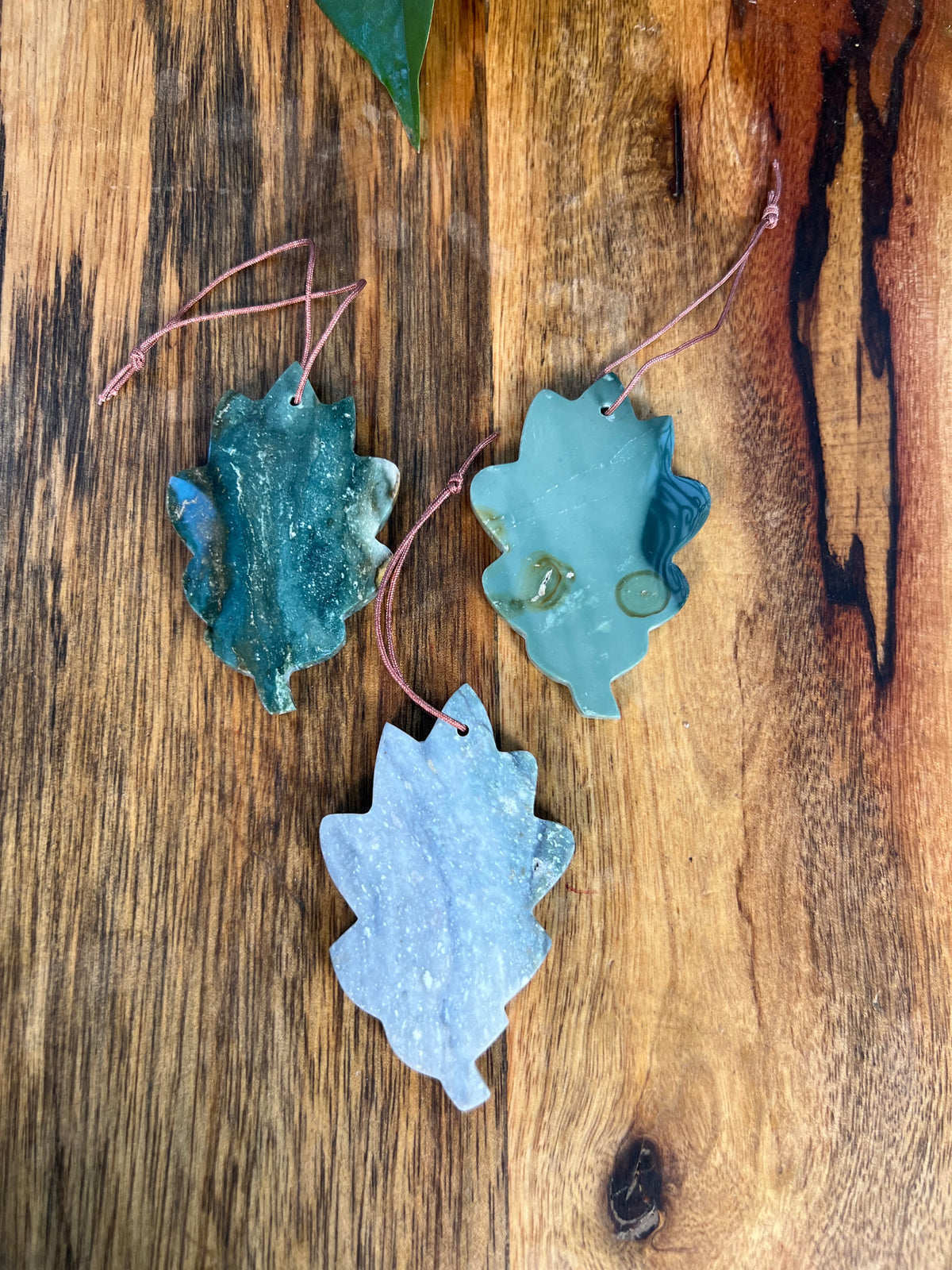 Blue Green Jasper Leaf Ornaments