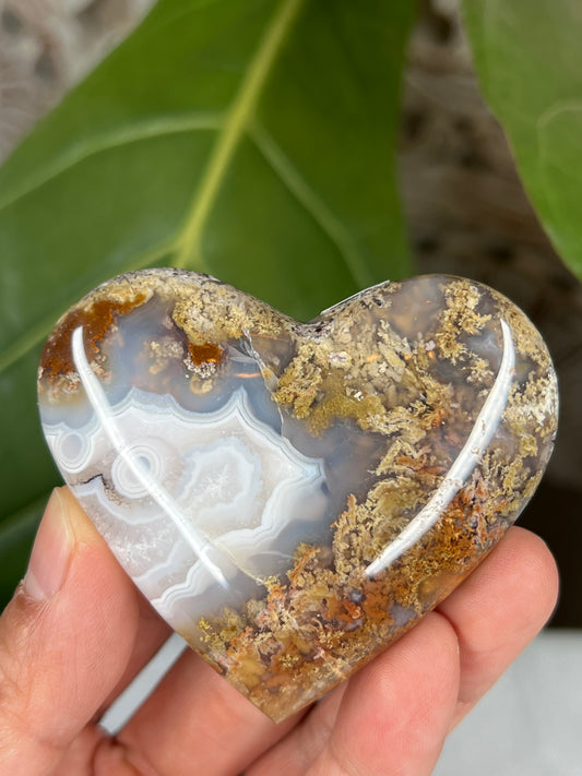 Scenic Moss Agate Heart