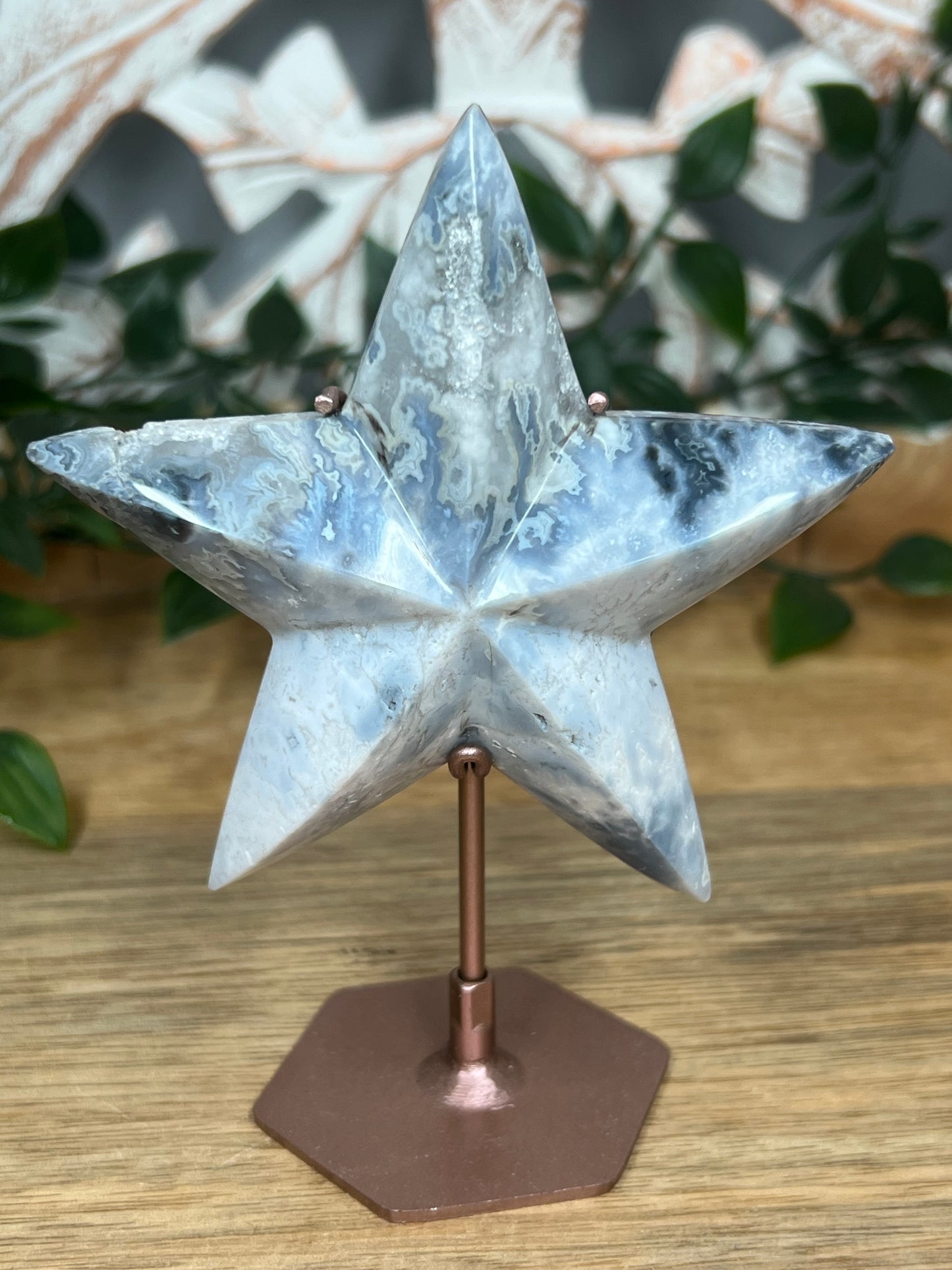 Blue Plume Agate Star