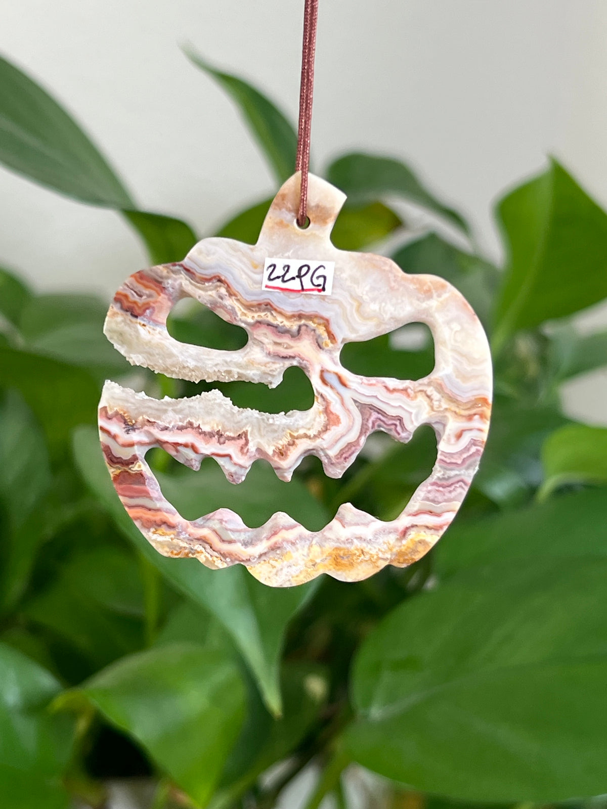 Crazy Lace Agate Jack-O-Lantern Ornaments