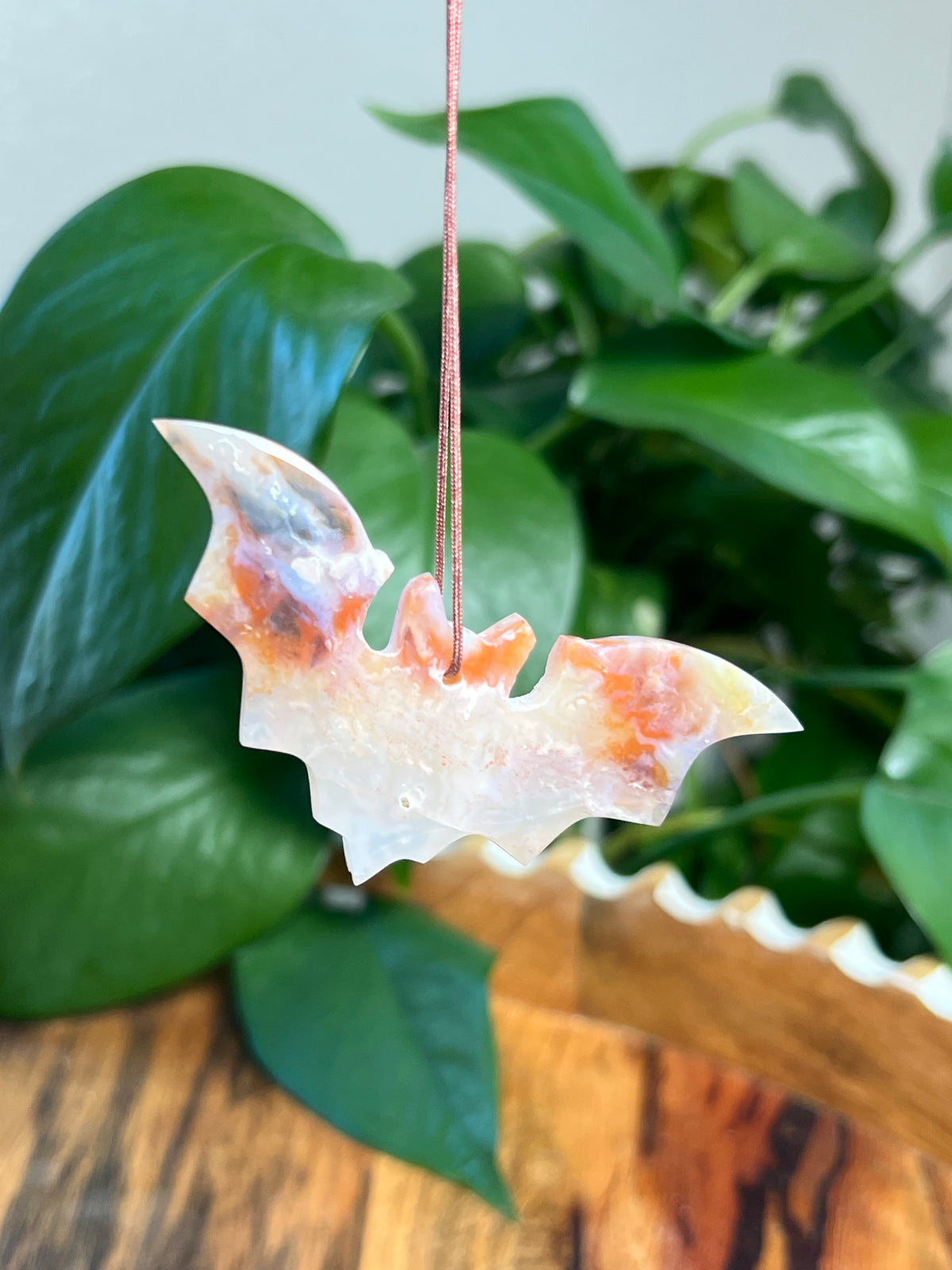 Rainbow Plume Agate Bat Ornaments