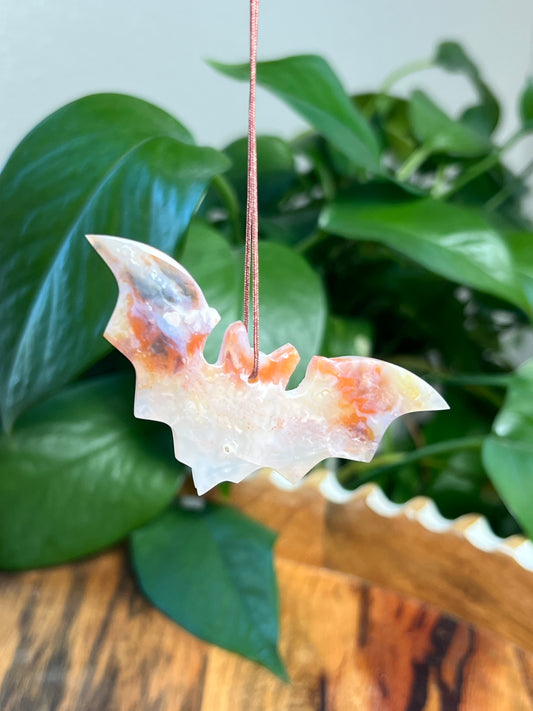 Rainbow Plume Agate Bat Ornaments