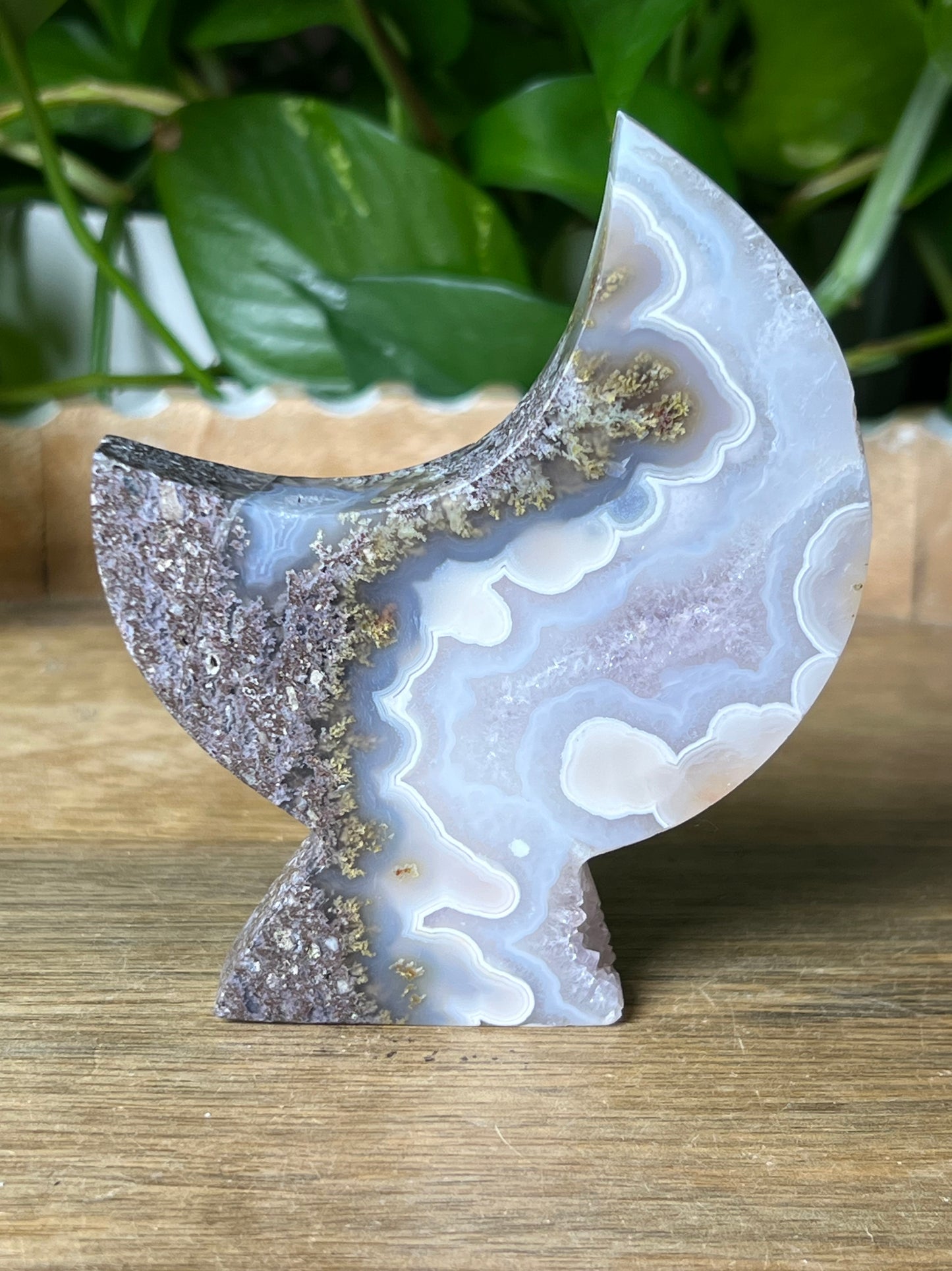 Scenic Moss Agate Moon Stand: AE