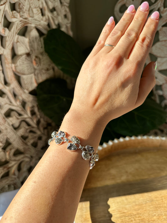 Pyrite & Meteorite Infinity Bracelet