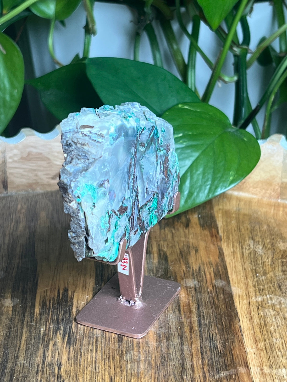 Copper In Malachite Chrysocolla and Chalcedony Slab: N
