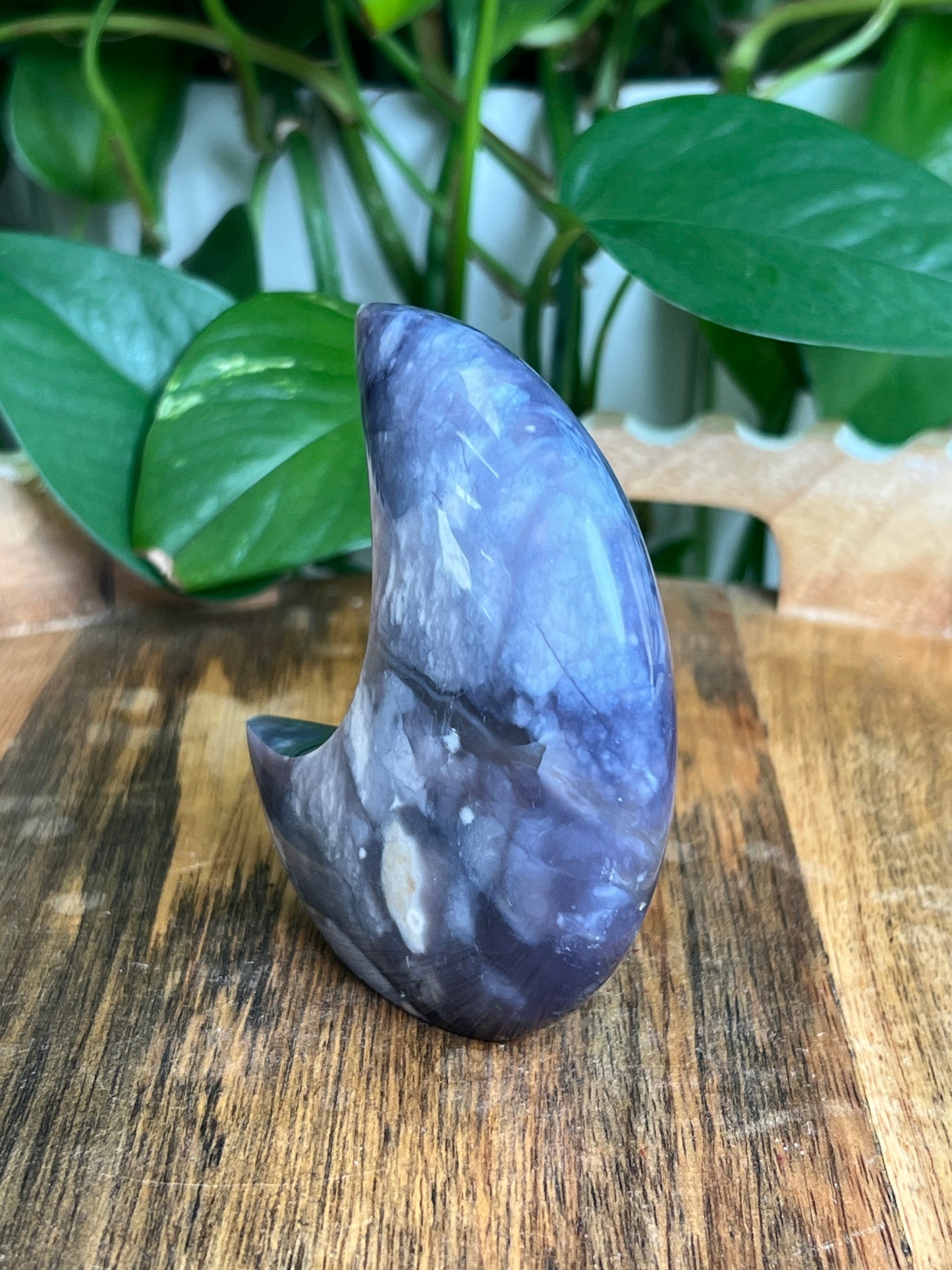 Purple Chalcedony Self-Standing Moon: AE
