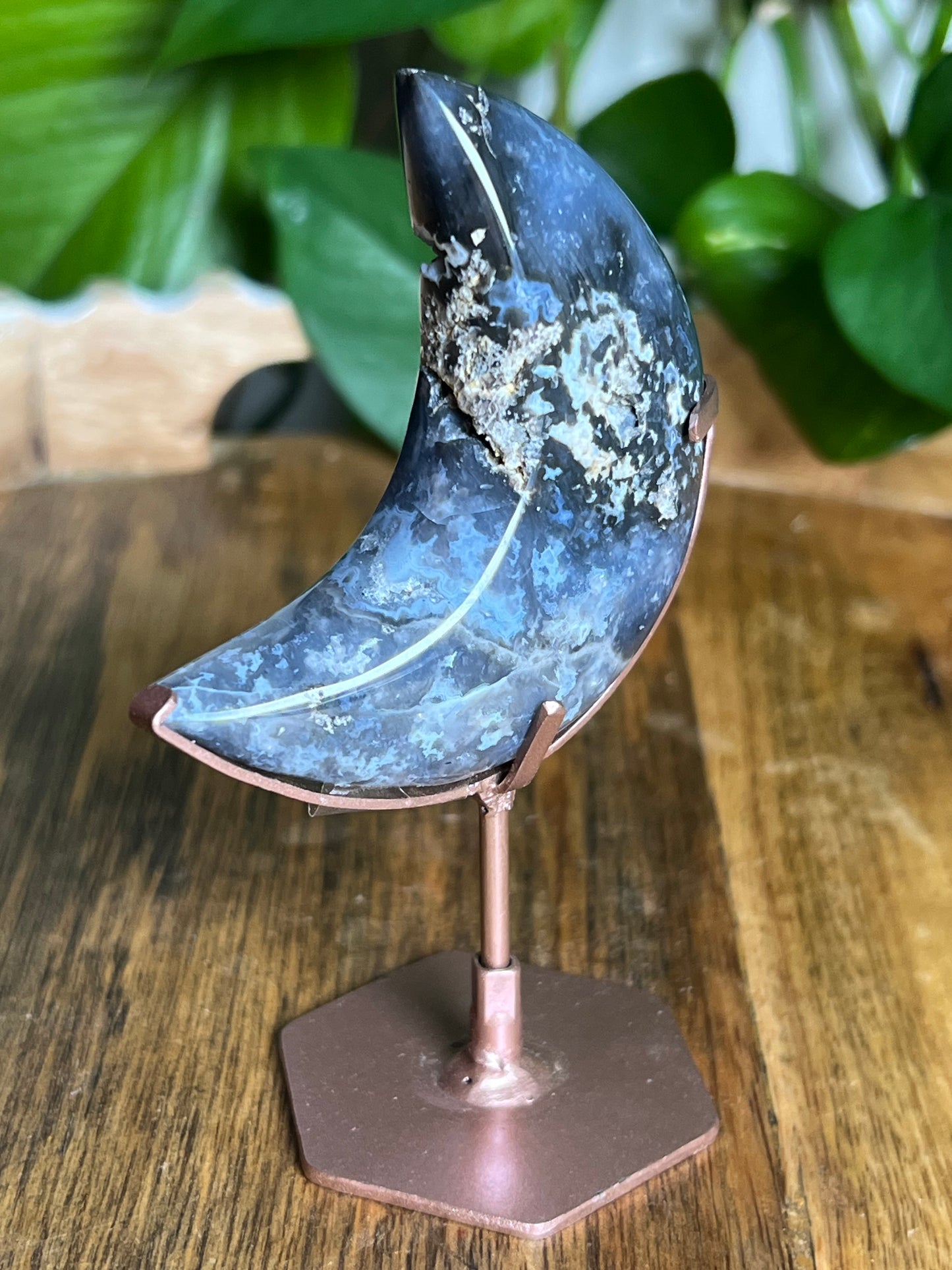 Blue Plume Agate Moon VA