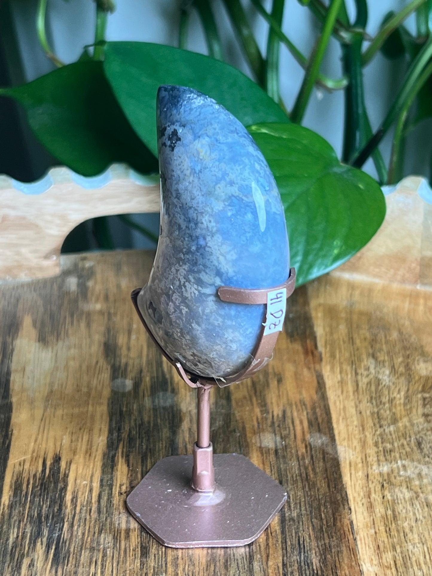Blue Plume Agate Mini Puffy Moon: DZ