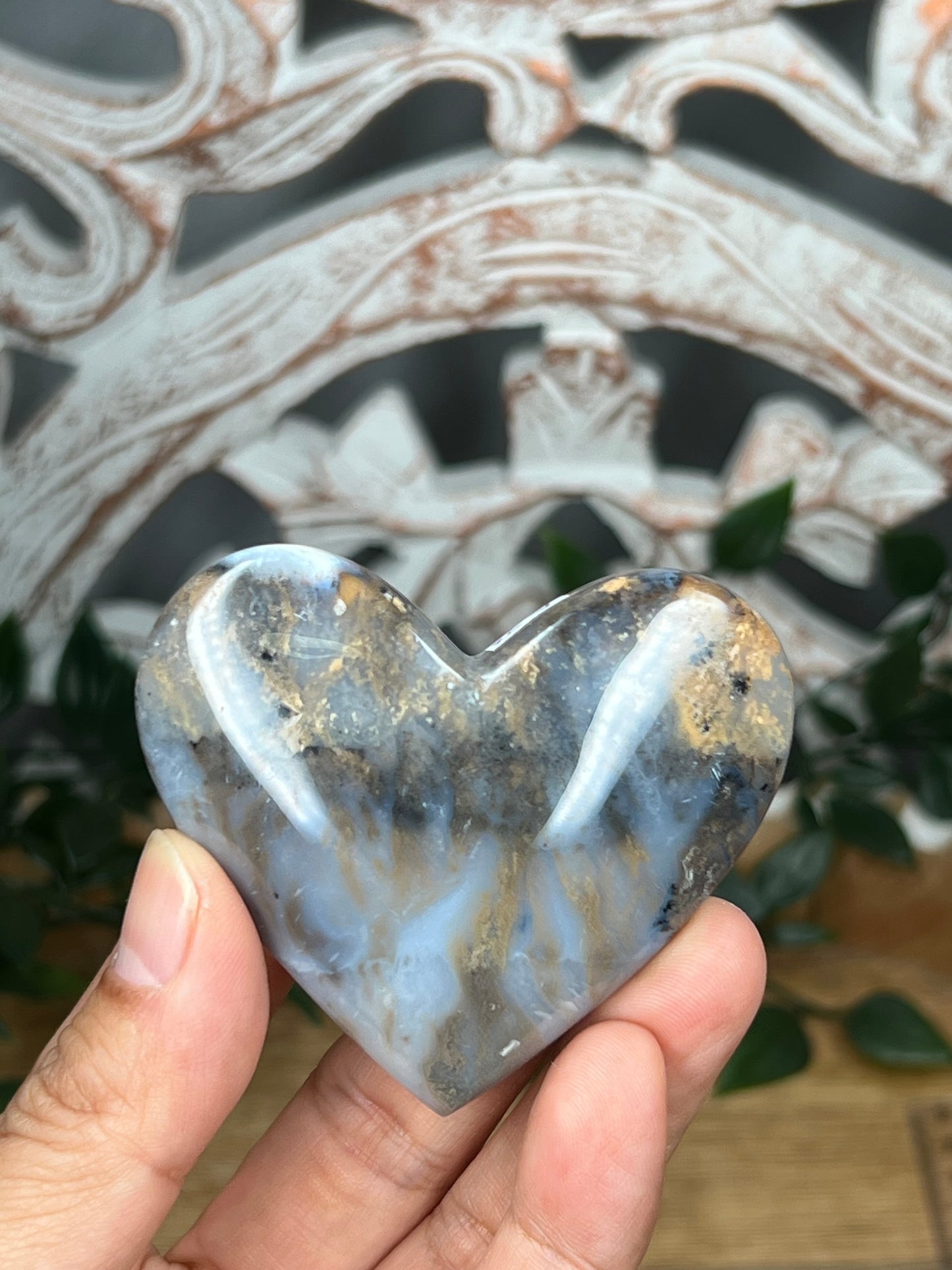 Dendritic Tiger Agate Heart
