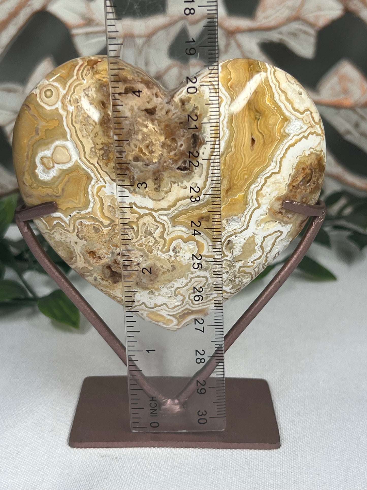 Yellow Crazy Lace Agate Heart