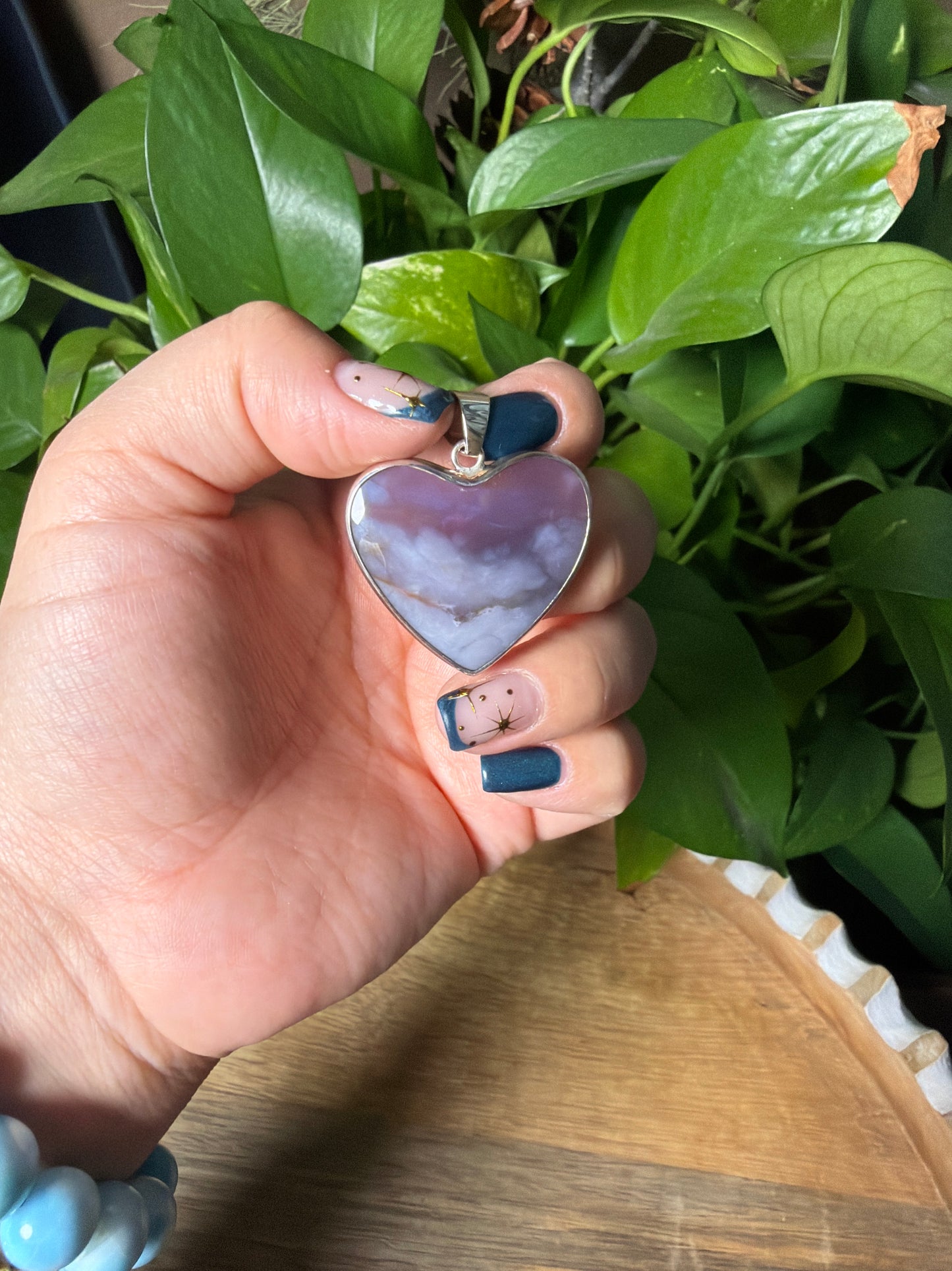 Purple Chalcedony Heart Pendant