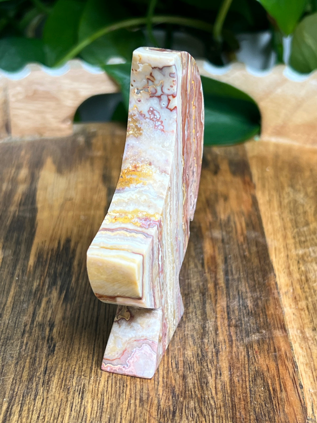 Crazy Lace Agate Self Standing Moon: Z