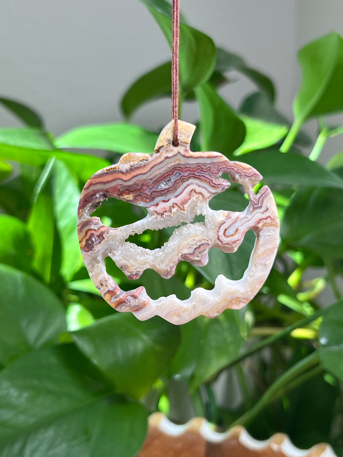 Crazy Lace Agate Ornament Pumpkin:  PB