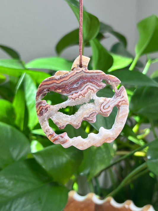 Crazy Lace Agate Ornament Pumpkin:  PB
