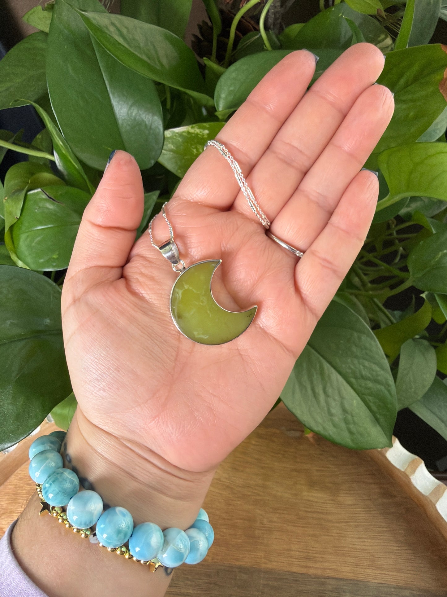 Idocrase Moon Pendant