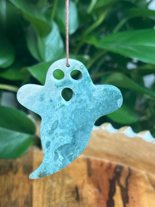 Blue Green Jasper Ornament Ghost: VK
