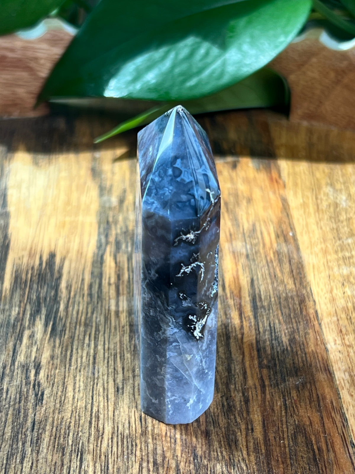 Blue Plume Agate Flat Tower: BN