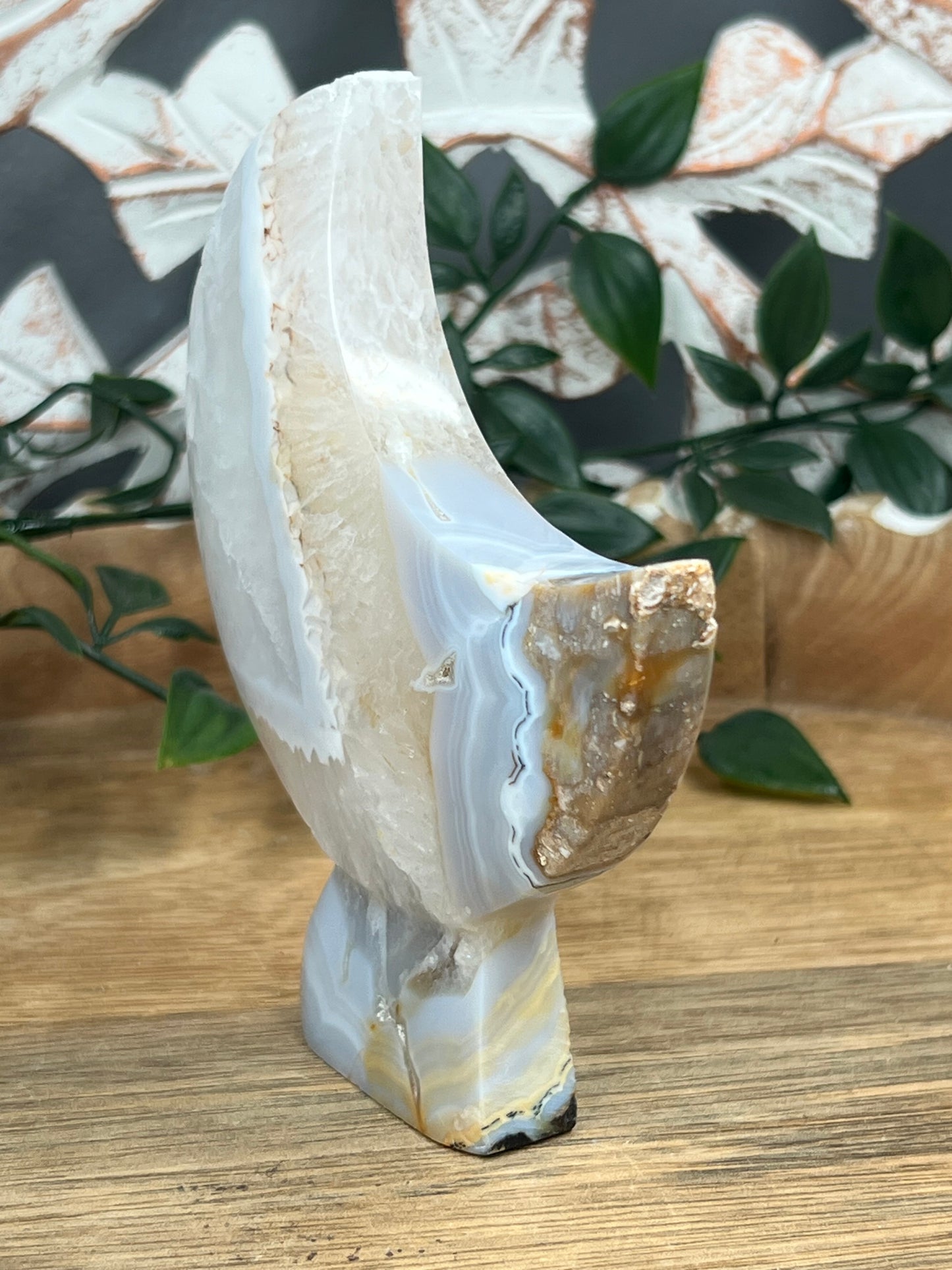 Blue Grey Lace Agate Moon