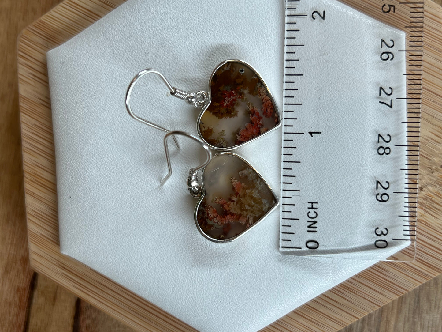 Scenic Moss Agate Heart Earrings