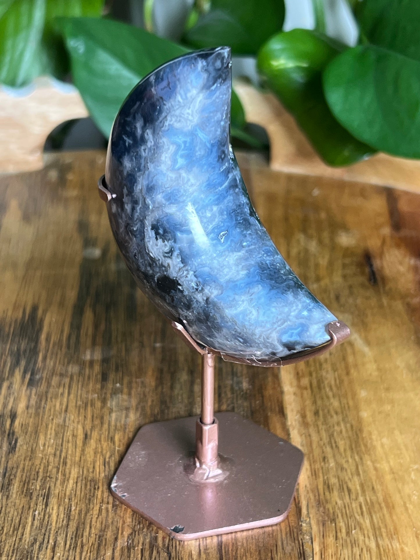 Blue Plume Agate Moon VB