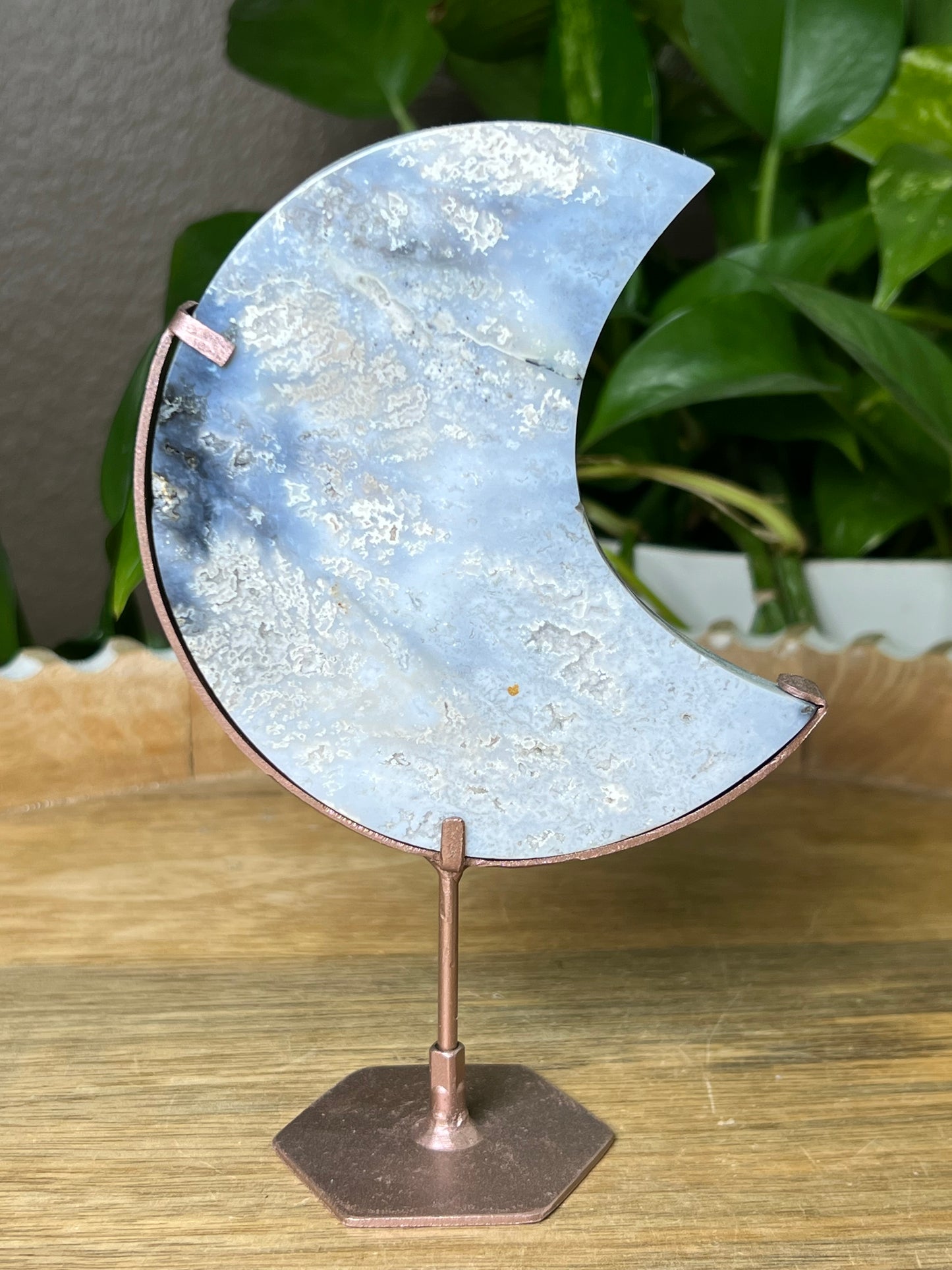 Blue Plume Agate Moon