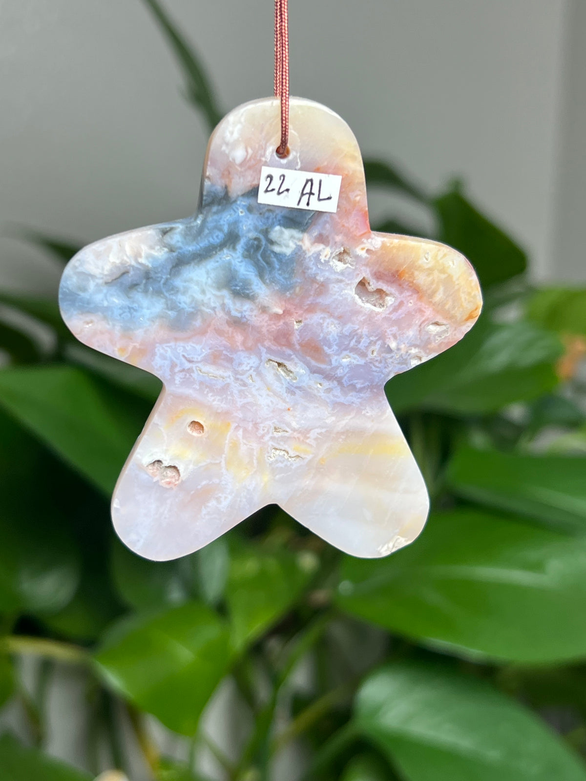 Rainbow Plume Agate Ornament Gingerbread: AK