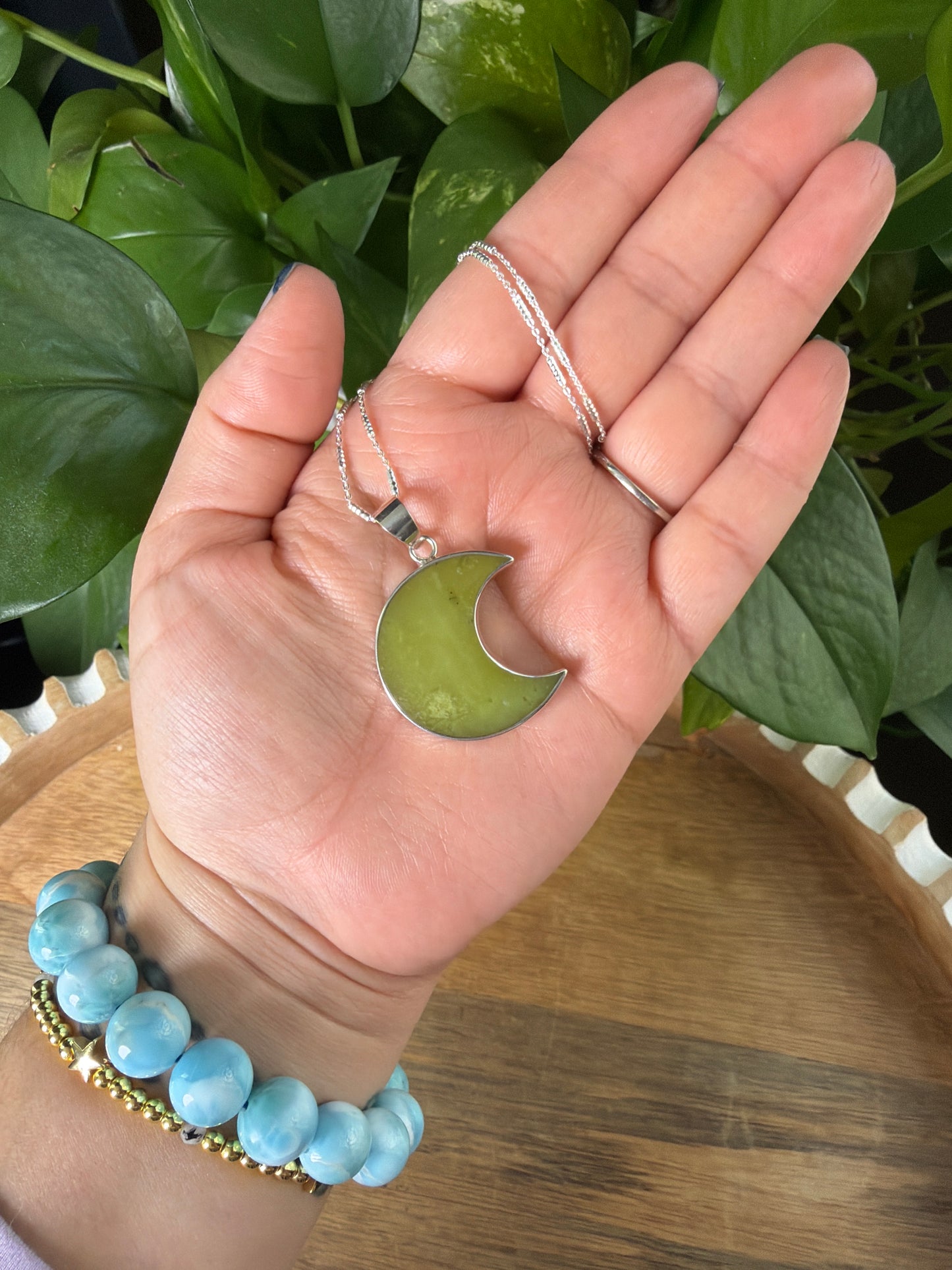 Idocrase Moon Pendant