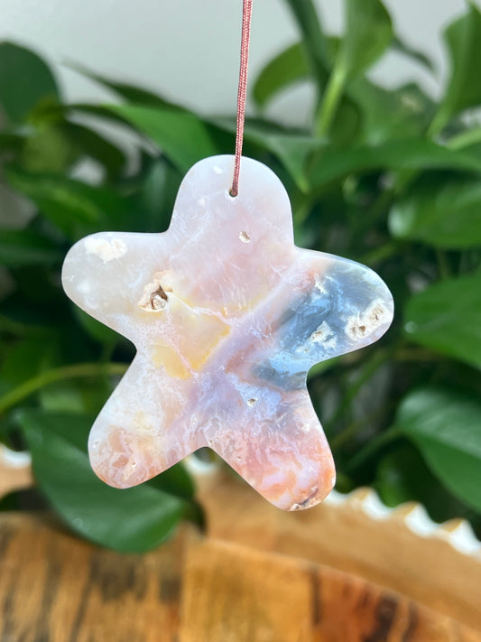 Rainbow Plume Agate Ornament Gingerbread: CA